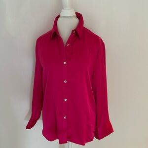 RACHEL ZOE, NWT, FUSCIA SATIN BLOUSE SZ LG